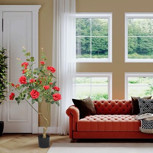 Rose rouge de décoration de haute qualité de 1.8m pour l'intérieur/hôtel/café/<span class=keywords><strong>bureau</strong></span>/mariages/banquets <span class=keywords><strong>Plantes</strong></span> <span class=keywords><strong>vertes</strong></span> artificielles - Product Image 6
