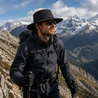 Chapeau de soleil noir polyvalent avec doublure en maille respirante, sangle de menton réglable, idéal pour la pêche, le camping et le safari (vente en gros)