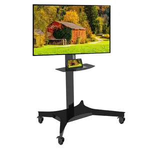 40"-72" Height Adjustable Metal Rotating Floor Cart Monitor TV Telescoping Adjustable Shelf TV Mount Stand