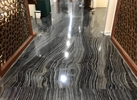 Slab Marmer Hitam Modern Ramah Lingkungan Ukuran Khusus, Poles, untuk Meja Dapur, Meja Makan, dan Bar Restoran