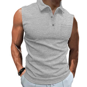 Camiseta sin mangas de verano para hombre OEM, 100% algodón, transpirable, tejida, informal, deportiva, con botones, sin mangas, para fitness, de color sólido o estampada. - Product Image 3