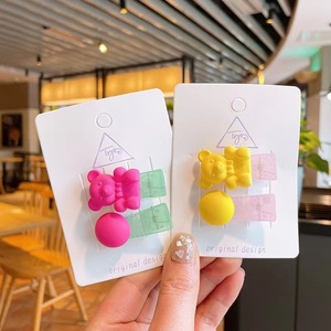 Free shipping on <b>cute</b> colorful bean <b>bear</b> children's hair clips, adorable hair clips for baby girls, princess side clips, bangs - Product Image 2