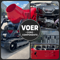 Mezcladora de Concreto Autocargable VOER con Orugas, Tambor de 300L, Carga Útil de 750KG, Máquina Mezcladora Móvil sobre Orugas para Obras, Venta al por Mayor
