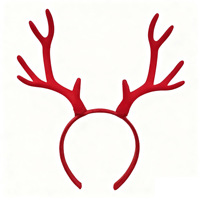 Serre-tête de Noël Marron Rouge Grandes Cornes de Cerf Créatives Accessoires de Tête d'Élan Faits à la Main en Résine Plastique Non Tissée pour Adulte