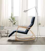 Fauteuil inclinable en bois courbé avec repose-pieds réglable, couleurs personnalisables, design moderne pour salon et hôtel