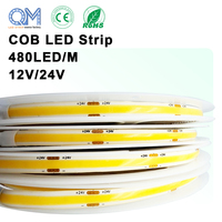 Tira de Luz LED COB de Alta Potencia de 10W/M, 12V 24V, 480LEDs/m, 3000K, Blanco Cálido, para Iluminación de Muebles