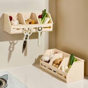 Wall-Mounted <b>Kitchen</b> Suction Cup Plastic Storage Basket <b>Small</b> Hanging <b>Shelf</b> for Organizing Ginger Garlic & Scallions - Product Image 6