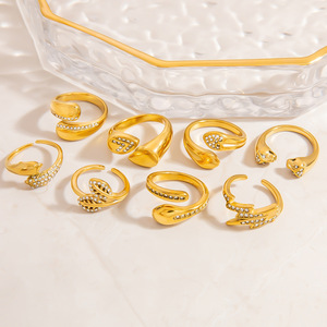 <b>Open</b> <b>Ring</b> Animal Shape 18K Gold Color Cubic Zirconia Inlay Unisex Jewelry Gift - Product Image 2