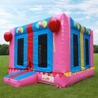 Casa de Brinco Inflable de PVC Rosa con Caja de Regalo, Divertida y Resistente, con Capacidad para 220 lb, para Niños, Fácil de Instalar, para Eventos Comerciales