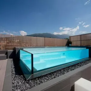 HUASHUAITE 10-300mm custom large thick round rectangle clear acrylic swimming pool outdoor container panel