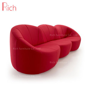 Forme unique de style moderne style <span class=keywords><strong>anglais</strong></span> rouge tissu canapé grand petit salon haut de gamme ultra moderne canapé bras bas - Product Image 4