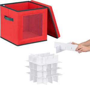 Caja de Almacenamiento para Adornos Navideños al por Mayor, Juego de 2, 64 Compartimentos, A x L x P: 33 x 32 x 32 cm, Rojo / Verde - Product Image 3