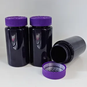 Wholesale PET Sealable Vitamin Pill Tablet Capsule Container Medical Black Plastic Bottle With Child proof Cap