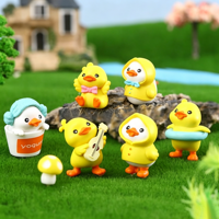 Mini figurine en plastique de canard jaune mignon, écologique, pour la décoration du tableau de bord de la voiture ou de la maison, ornement miniature pour jardin féerique ou micro-paysage DIY