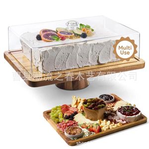 Cross-<b>border</b> wooden cake tray, home use, acacia wood, creative pastry and fruit platter, simple wooden cake <b>display</b> plate - Product Image 1