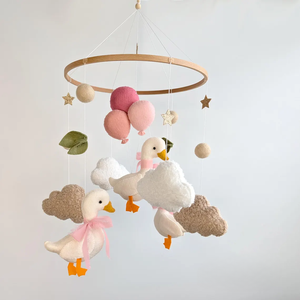 <strong>Classic</strong> Neutral Baby Shower Gift Eco-friendly <strong>Crib</strong> Hanging Toy Duck Goose Felt Cloud Infant Nursery Mobile for Boys Girls - Product Image 5