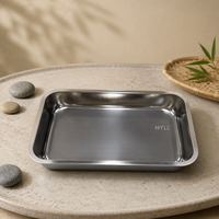 Plateau rectangulaire profond en acier inoxydable 410 personnalisable en usine, bac alimentaire métallique profond pour cuisine, restaurant, cantine
