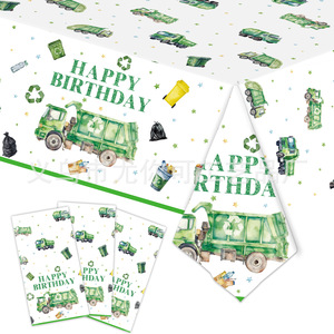 Watercolor Garbage Truck Party Theme Disposable Tableware Set For Birthday Parties Children's Eco-friendly Design - Product Image 5
