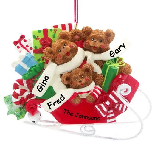 Personalize christmas ornaments decoration Gifts of bear 3 Family