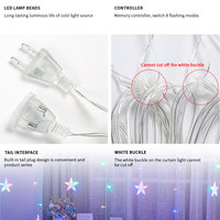 Chaîne de rideau LED féerique avec lune étoilée pour les décorations de festival et de Noël en plein air IP44 pour les décorations de ramadan et de chambre