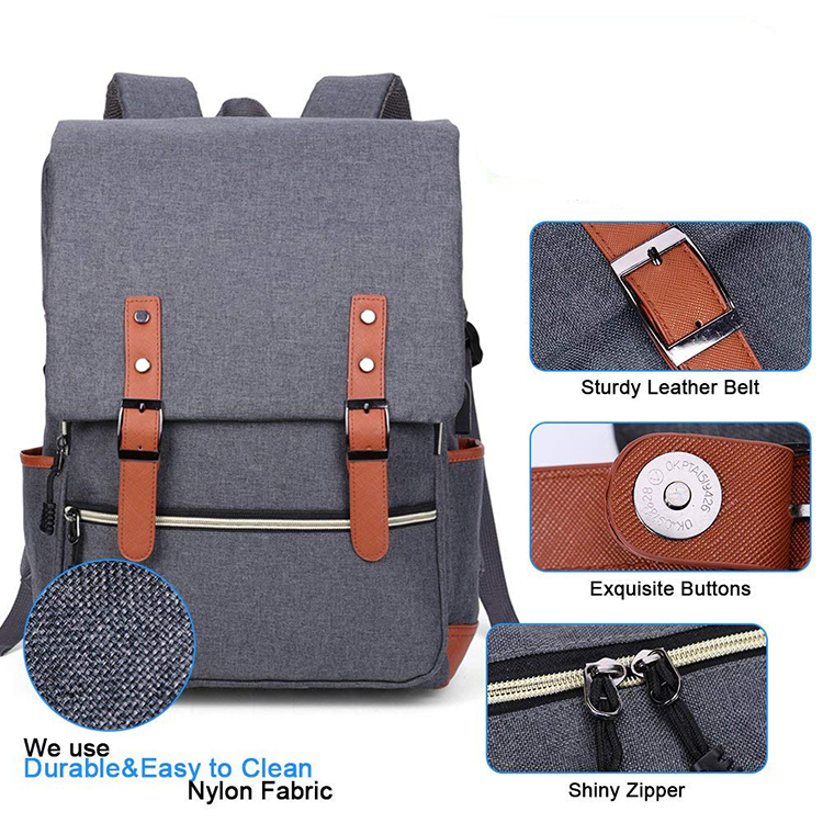 Dos D'ordinateur Portable pour Les Femmes Hommes École Collège Sac À Dos avec Port De Chargement USB Mode Sac À Dos 15 pouces