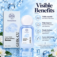 Sérum facial réparateur hydratant anti-âge à base de peptides de cuivre bleu GHK-Cu fermenté, boostant l'élasticité, lissant les rides et les ridules
