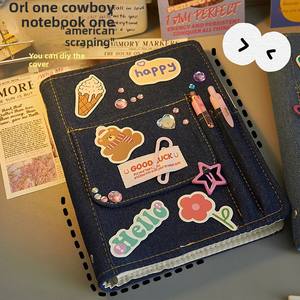 Hot Recommended A5 Retro Y2K Denim Journal Notebook para niñas Original 100 hojas sueltas con estilo impreso tamaño A3 - Product Image 2