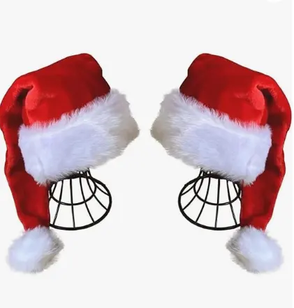 Red Fluffy giáng sinh Santa hat cho người lớn người đàn ông phụ nữ với sang trọng vành năm mới Nguồn cung cấp bên