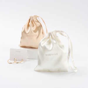 Personalized Single <b>String</b> Silk Satin Jewelry Bag Luxury Drawstring Gift Silk Dust Cosmetic Packaging Bag - Product Image 4