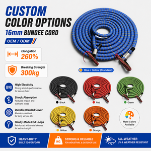 Cuerda Elástica de 16 mm con Lazos en los Extremos, Longitud Personalizable, Resistente, Sistema de Bloqueo con Capacidad de Carga de 3100N, Cuerda Amortiguadora - Product Image 5