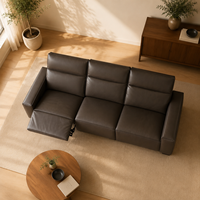 Canapé moderne en cuir véritable brun foncé, écologique, avec dossiers réglables, accoudoirs larges, en forme de L, pour appartement ou hôtel