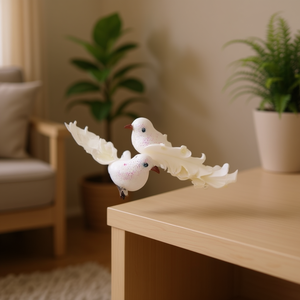 Uccello Decorativo Ilan con Morsetto 15cm Bianco per Decorazione Casa - Product Image 3