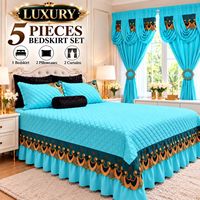 Ensemble de literie matelassé en microfibre toucher coton, 5 pièces, taille King, prêt à être expédié, avec rideaux