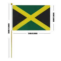 Vente en gros 14*21cm drapeau fanion agitant la main de la Jamaïque Offre Spéciale les pays du monde avec tige en bois