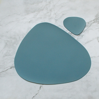 Napperon de luxe en cuir PU, 1 pièce, Set de dessous de verres, tapis de Table ovale, tapis de tasse, résistant à l'eau et à la chaleur, décoration d'intérieur pour le bureau