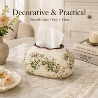 Boîte à mouchoirs en porcelaine bleue et blanche, style Art Moderne, pour la maison, la salle à manger, la table, accessoires de décoration de bureau, support de rangement en céramique pour mouchoirs