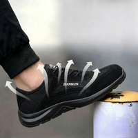 Chaussures de sécurité antistatiques ESD unisexes JIANKUN modèle 822 en daim et cuir de vachette, avec embout en acier et semelle anti-perforation respirante