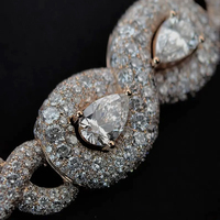 Chaîne QIQING de luxe en argent S925 avec micro-incrustation de moissanite brillante, style Cuban Link Infinity, coupe poire, pour hommes et femmes, Hip Hop