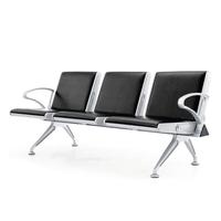 Chaises d'attente d'aéroport, sièges en gang, acier, coussin en cuir en option, trois sièges, banc en tandem, chaises publiques