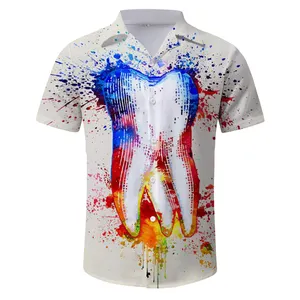 Мужская Повседневная гавайская рубашка-поло, летняя рубашка с коротким рукавом, сублимационная индивидуальная модель с логотипом и дизайном, одна единица поставки