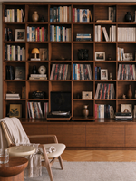Meuble de salon moderne en bois foncé, écologique et durable, grande capacité de rangement pour livres