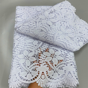 قماش دانتيل أفريقي أبيض نقي عالي الجودة رائع-دانتيل حرير للحليب فرنسي مع ترتر للزفاف النيجيري - Product Image 3