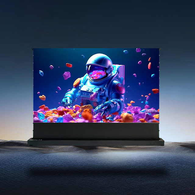 Ambient Light Rejecting 16:9 Lenticular Electric Motorized Projector Screen Smart Control Floor Rising Projection Screen