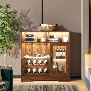 Mini gabinete de pared plegable, Mostrador de <span class=keywords><strong>Bar</strong></span>, estante lateral de almacenamiento de vino de madera, de lujo para el hogar, Mini <span class=keywords><strong>Bar</strong></span>, muebles de lujo de MDF - Product Image 5