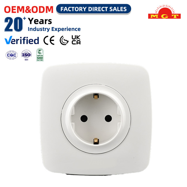 OEM High Quality Modern White European EU Standard Single Plug Outlet Home Hotel Office Indoor Electrical Wall Socketed