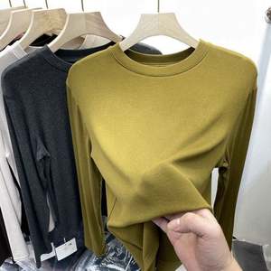 I-0383 Camiseta de manga larga para mujer con camiseta interior, nueva camiseta adelgazante de ajuste universal para primavera y otoño, para usar como prenda exterior. - Product Image 4