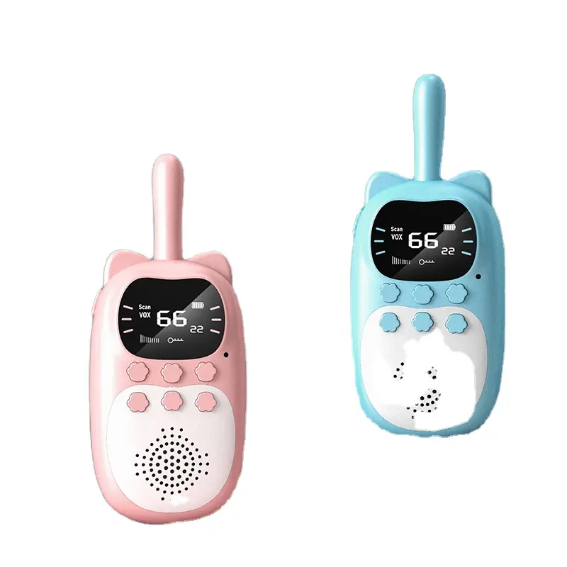Customizable logo kids gift toy set 2pc wireless handheld station long-distance two-way audio children walkie talkie