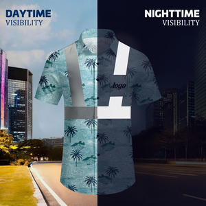 カスタムハワイアン高視認性ワークシャツ反射安全シャツ建設ビーチシャツ半袖<span class=keywords><strong>Hi</strong></span> <span class=keywords><strong>Vis</strong></span>ワークウェア - Product Image 4