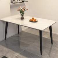 Ensemble table et chaises de salle à manger rectangulaire extensible en dalle de pierre, style luxe moderne, pour la maison, les petites maisons, les hôtels, durable et écologique