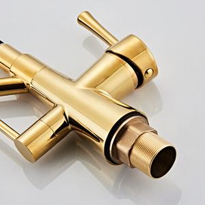 Robinet d'eau chaude et froide rotatif, design contemporain, style classique, robinet filtrant en cuivre poli, surface en laiton pour hôtel - Product Image 5